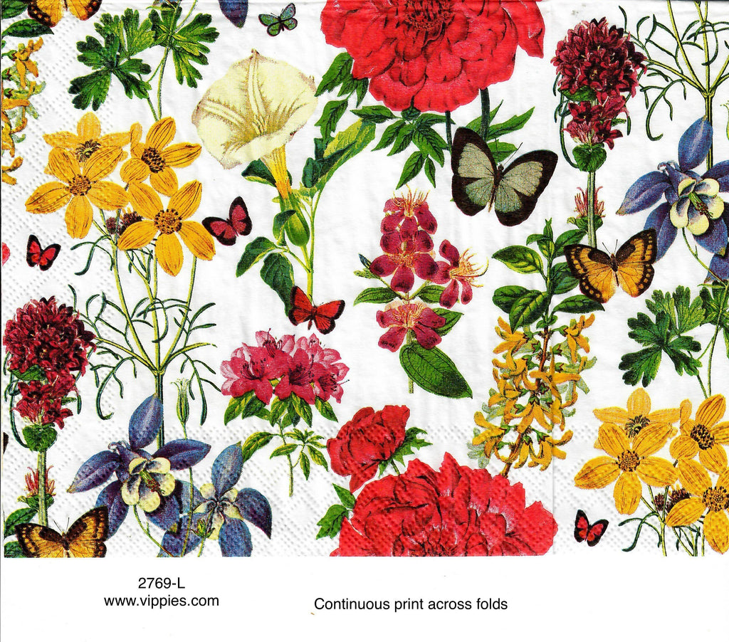 FL-2769-L Botanical Flowers Napkin for Decoupage