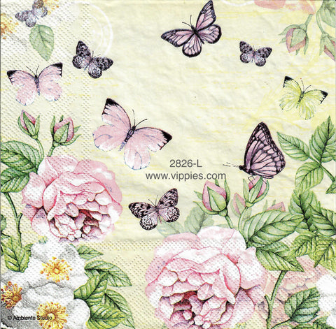 FL-2826-L Botanical Butterflies Napkin for Decoupage