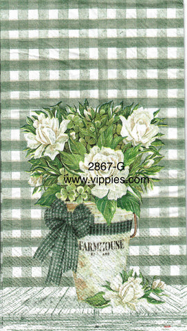FL-2867-G White Rose Bucket Guest Napkin for Decoupage