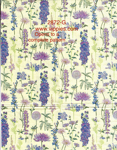 FL-2872-G Purple Flowers Guest Napkin for Decoupage
