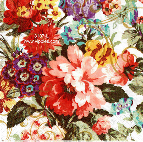 FL-3137-L Ornate Flowers Napkin for Decoupage