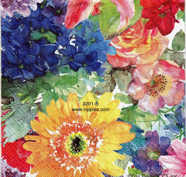 FL-3201-B Abundant Floral Watercolor Napkin for Decoupage