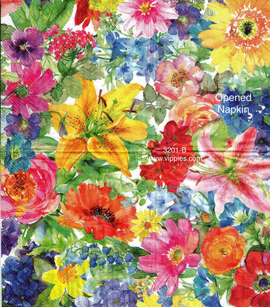 FL-3201-B Abundant Floral Watercolor Napkin for Decoupage
