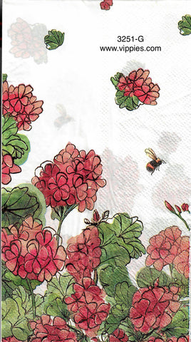 FL-3251-G Watercolor Geraniums Guest Napkin for Decoupage
