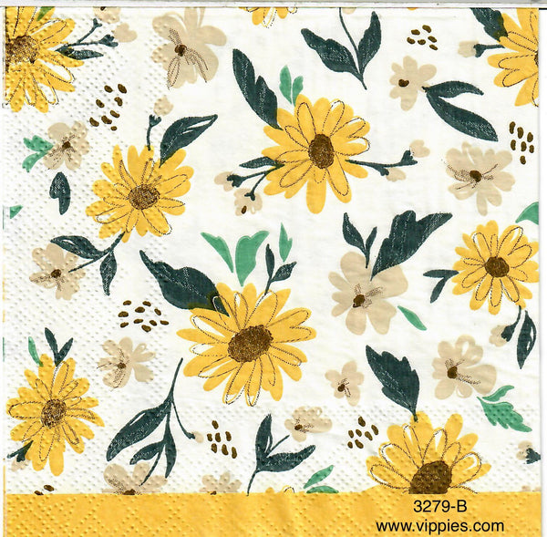 FL-3279-B Buttercups Sunflowers Napkin for Decoupage