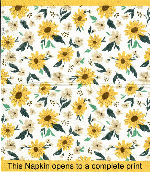 FL-3279-B Buttercups Sunflowers Napkin for Decoupage