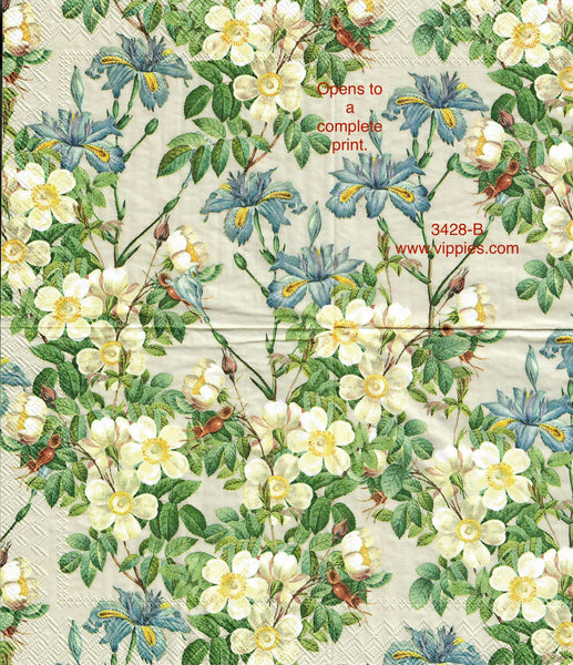 FL-3428-B-S Set of 2 Apple Blossom Floral Mix Napkins for Decoupage