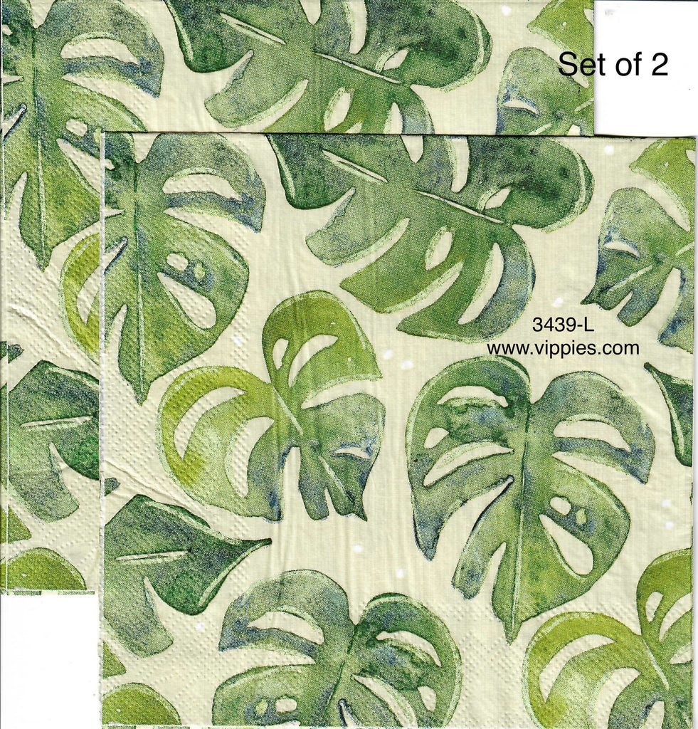 FL-3439-L-S Set of 2 Jade Leaves Napkin for Decoupage