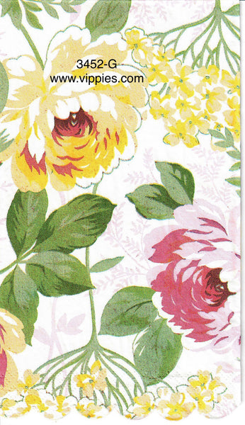 FL-3452-G Yellow Pink Floral Guest Napkin for Decoupage