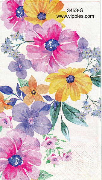 FL-3453-G Shasta Daisy Floral Guest Napkin for Decoupage