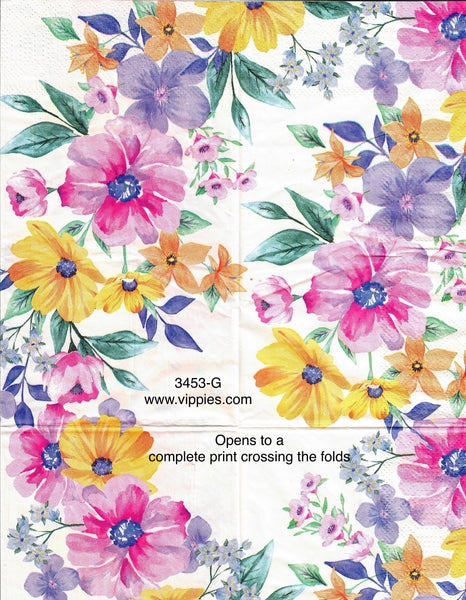 FL-3453-G Shasta Daisy Floral Guest Napkin for Decoupage