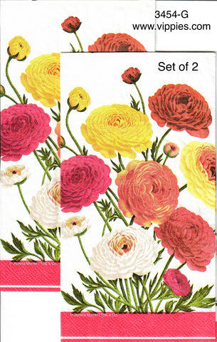 FL-3454-G-S Set of 2 Orange Yellow Marigolds Guest Napkins for Decoupage