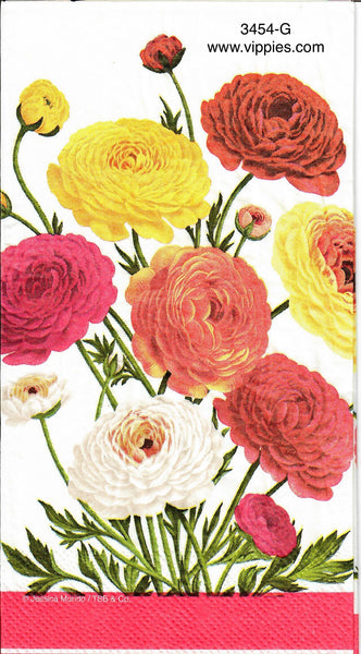 FL-3454-G-S Set of 2 Orange Yellow Marigolds Guest Napkins for Decoupage