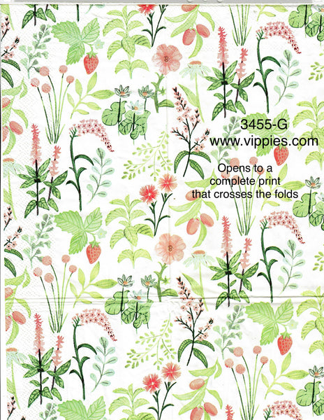FL-3455-G Strawberry Floral Guest Napkin for Decoupage