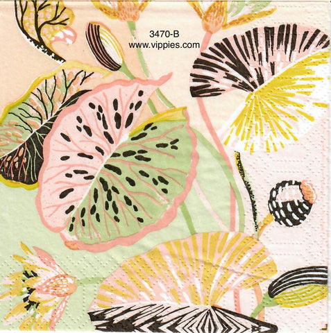 FL-3470-B MCM Floral Napkin for Decoupage