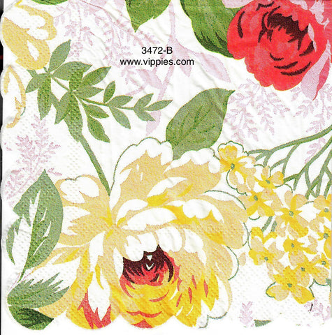 FL-3472-B Mums Floral Scallop Napkin for Decoupage