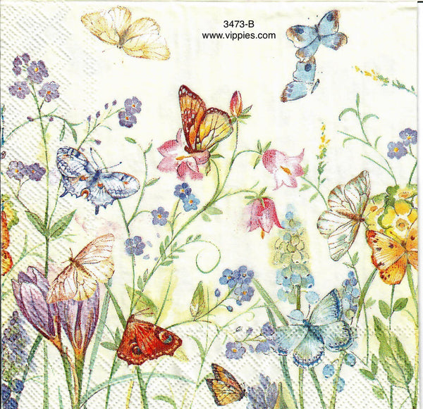 FL-3473-B Butterfly Gardens Napkin for Decoupage