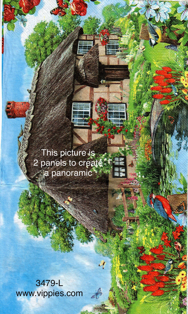FL-3479-L Country Cottage Pond Napkin for Decoupage