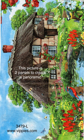FL-3479-L Country Cottage Pond Napkin for Decoupage