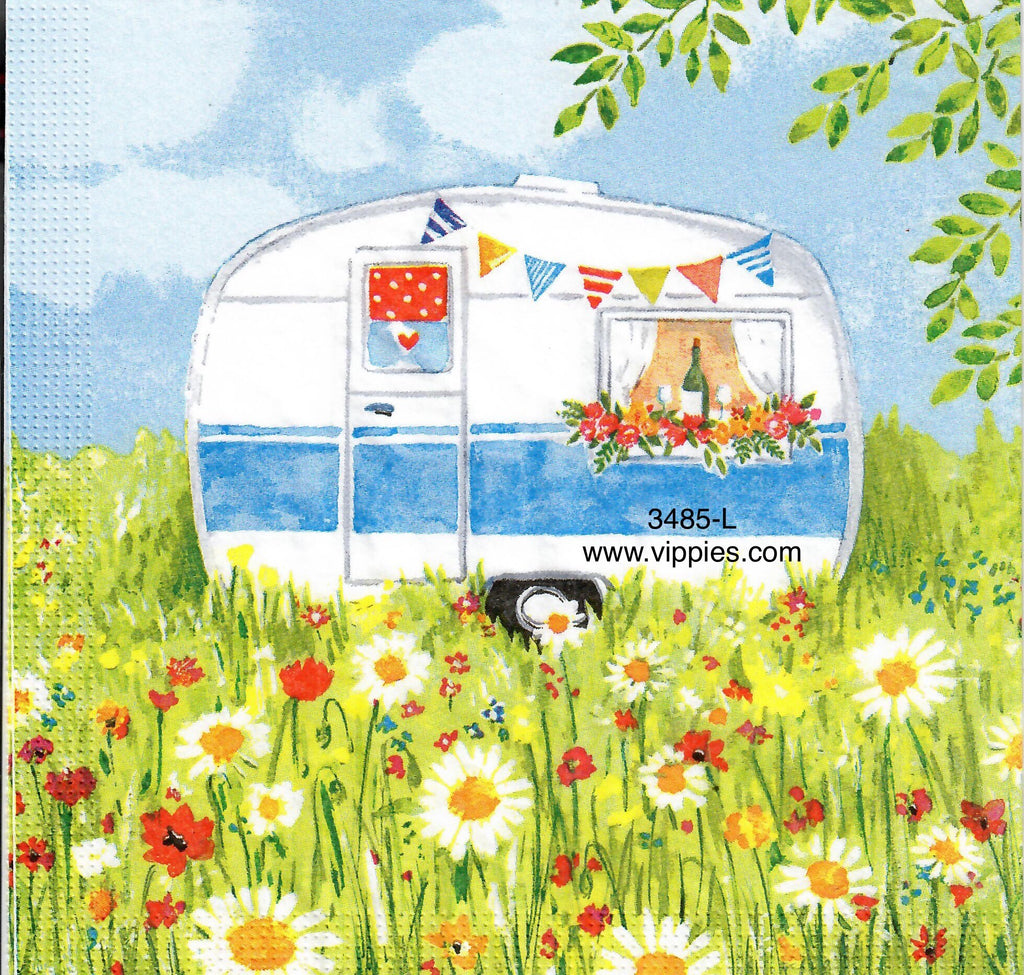 FL-3485-L Camper Flowers Napkin for Decoupage