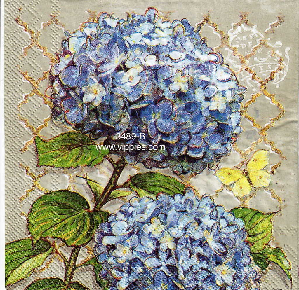 FL-3489-B Large Blue Hydrangea Napkin for Decoupage