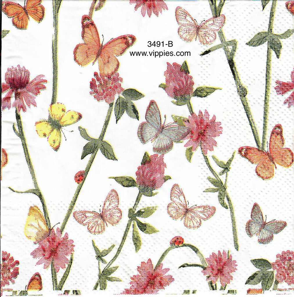 FL-3491-B Floral Butterflies Napkin for Decoupage