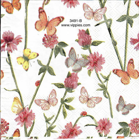 FL-3491-B Floral Butterflies Napkin for Decoupage