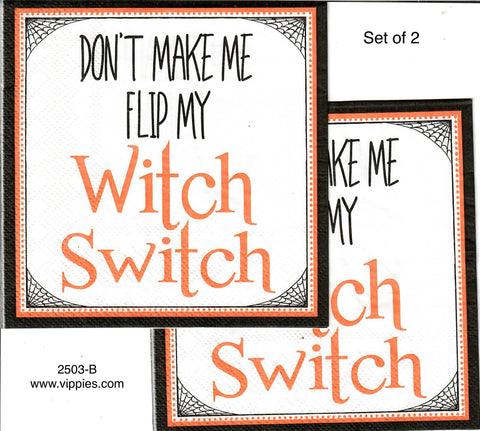 HWN-2503-B-S Set of 2 Witch Switch Napkin for Decoupage