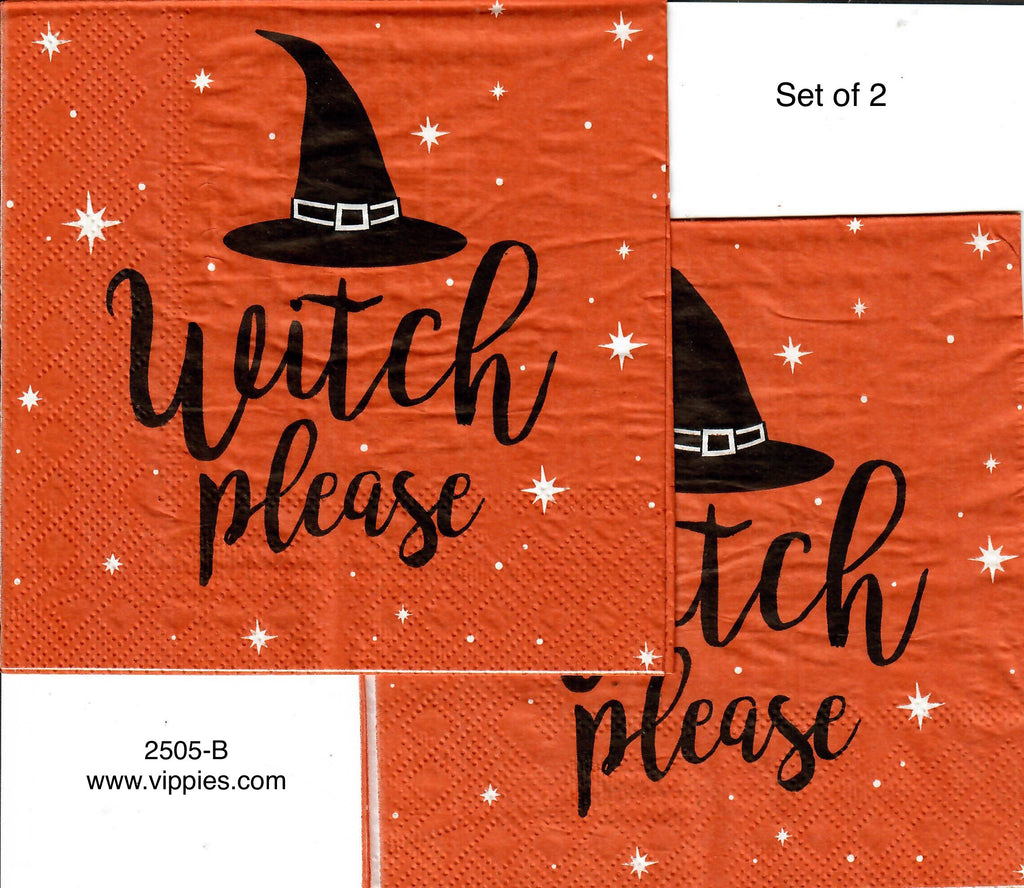 HWN-2505-B-S Set of 2 Witch Please Hat Napkin for Decoupage