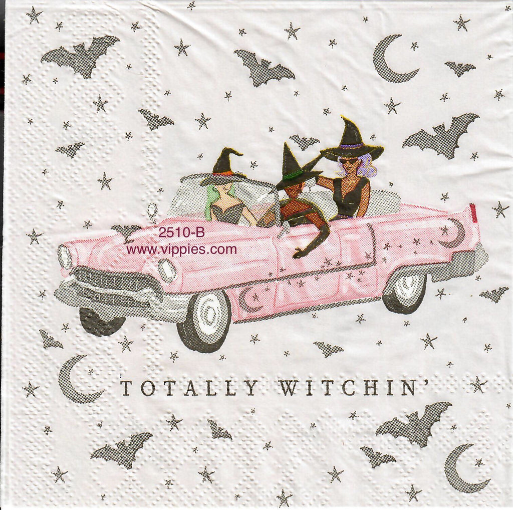 HWN-2510-B Pink Cadillac Witches Napkin for Decoupage