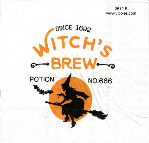 HWN-2512-B Witch's Brew Witch Moon Napkin for Decoupage