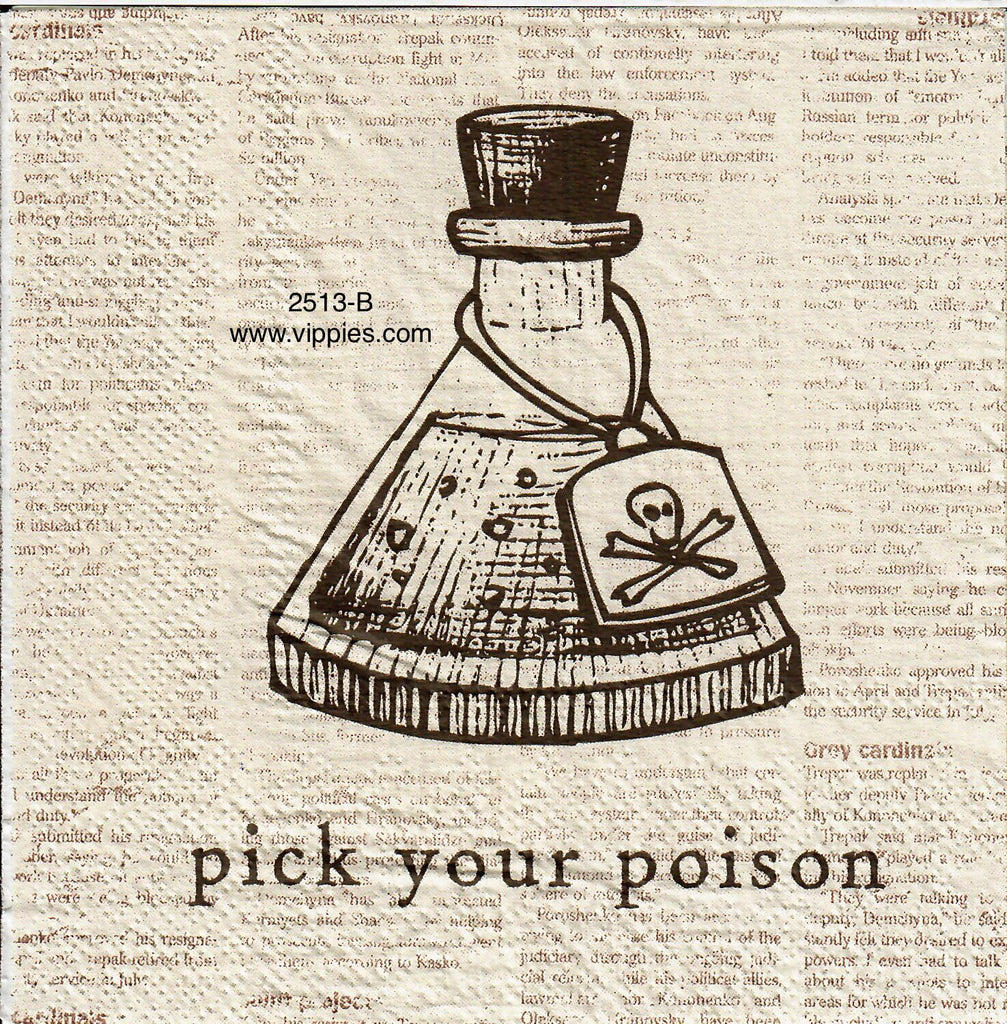 HWN-2513-B Pick Your Poison Bottle Napkin for Decoupage