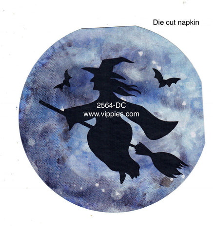 HWN-2564-DC Witch Broom Silhouette Die Cut Napkin for Decoupage