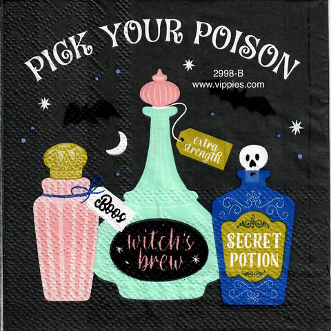 HWN-2998-B Pick Your Poison Bottles Napkin for Decoupage