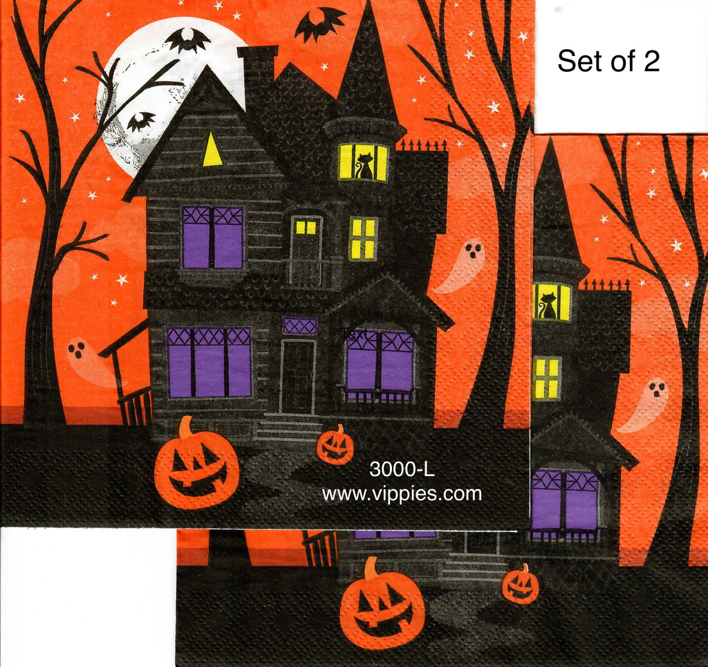 HWN-3000-L-S Set of 2 Haunted House Napkin for Decoupage