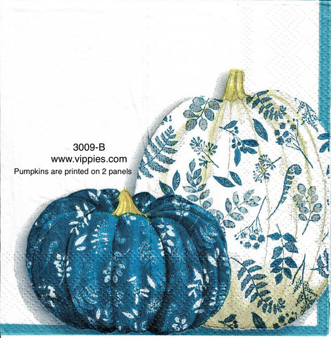 HWN-3009-B Blue Printed Pumpkins Napkin for Decoupage