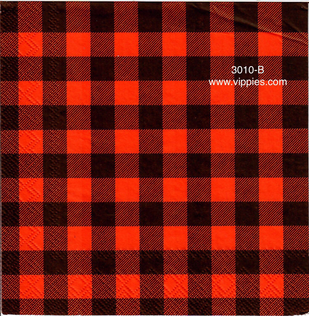 HWN-3010-B Black Orange Plaid Napkin for Decoupage