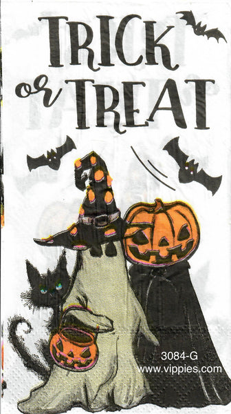 HWN-3084-G-S Set of 2 Trick or Treaters Ghost Pumpkin Napkin for Decoupage