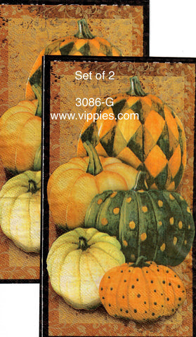 HWN-3086-G-S Set of 2 Vintage Pumpkins Napkin for Decoupage