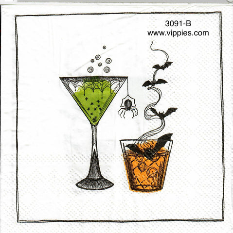 HWN-3091-B Halloween Martini Napkin for Decoupage