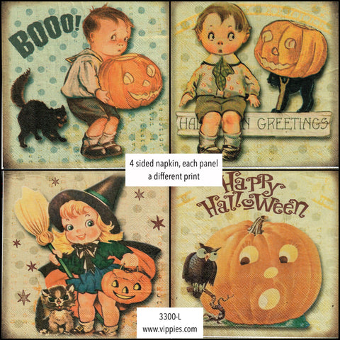 HWN-3300-L Vintage Halloween Kids Napkin for Decoupage