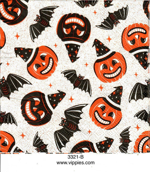 HWN-3321-B Halloween Pumpkins Bats Napkin for Decoupage