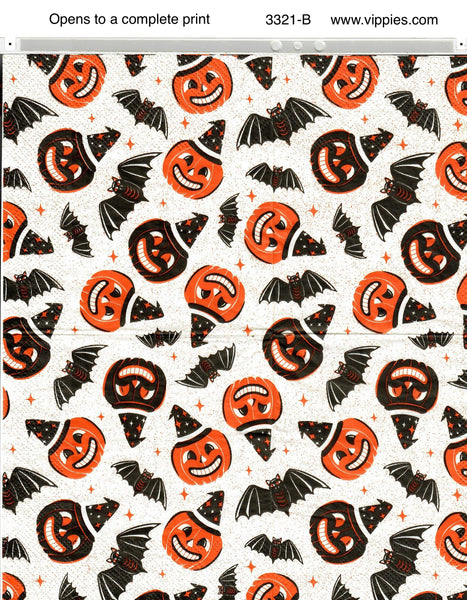 HWN-3321-B Halloween Pumpkins Bats Napkin for Decoupage