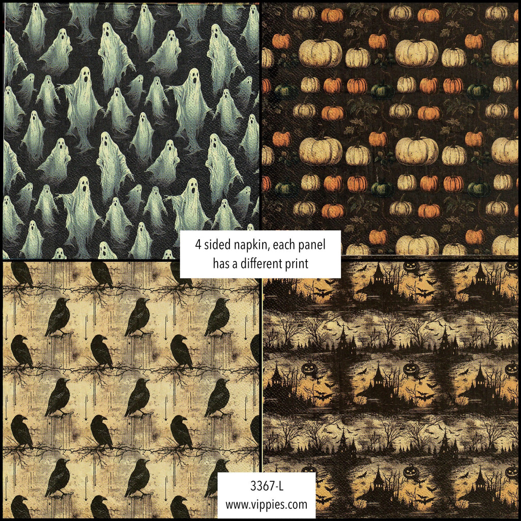 HWN-3367-L Halloween Creatures 4 Sides Napkin for Decoupage