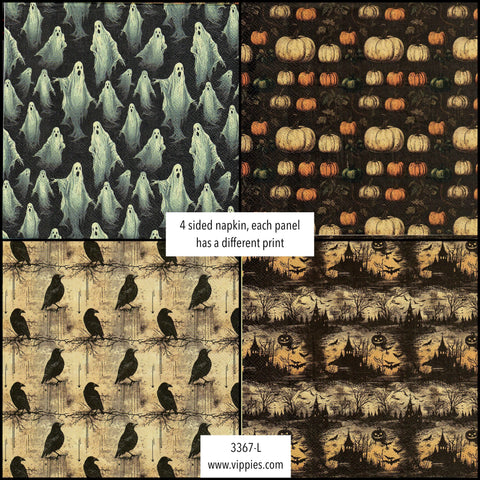 HWN-3367-L Halloween Creatures 4 Sides Napkin for Decoupage