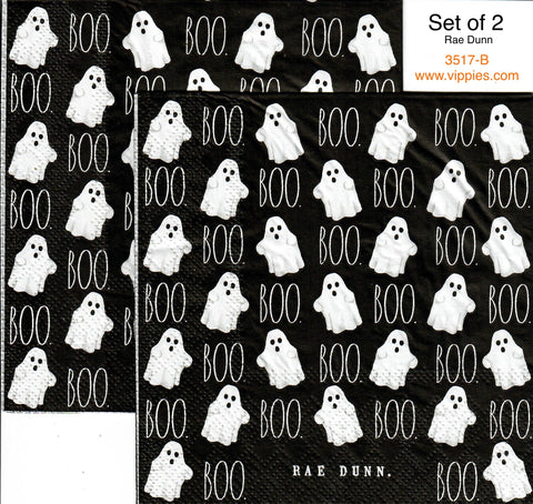 HWN-3517-B-S Set of 2 Rae Dunn Ghosts Boo Napkin for Decoupage