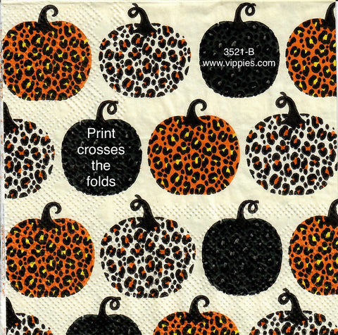 HWN-3521-B Leopard Print Pumpkins Napkin for Decoupage