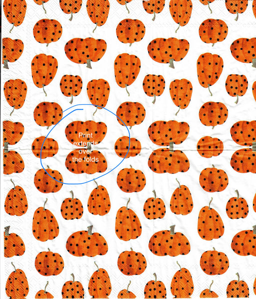HWN-3522-B-S Set of 2 Polka Dot Pumpkins Napkin for Decoupage