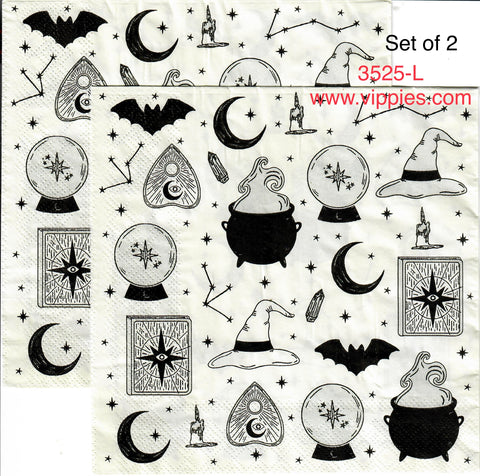 HWN-3525-L-S Set of 2 Halloween Spells Print Napkin for Decoupage