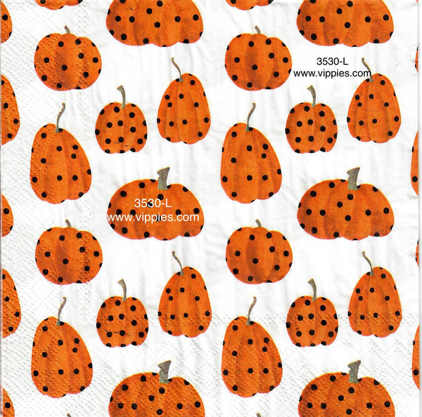 HWN-3530-L Polka Dot Pumpkins Luncheon Napkin for Decoupage